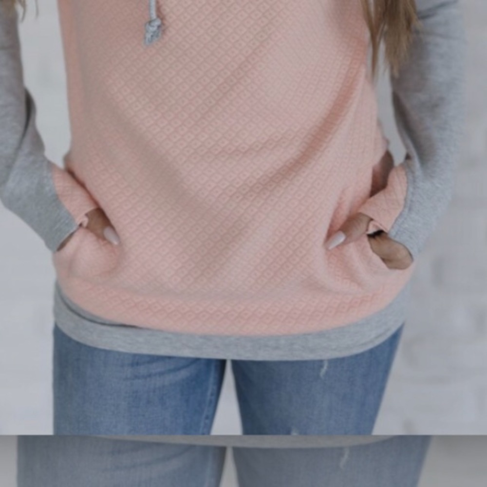 DoubleHood hoodie by Ampersand Ave - Quilted Peach - Picture 3 of 4